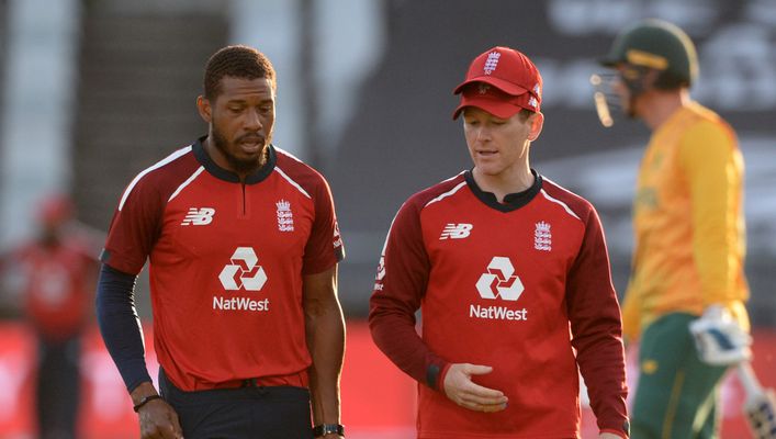 Chris Jordan (left) and Eion Morgan (right) are two of 14 England players in the IPL this season