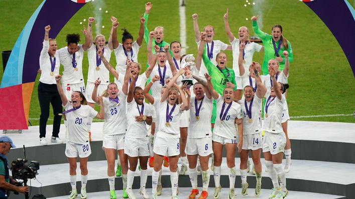 England lifted the Women's Euro 2022 trophy in front of a sold-out Wembley Stadium