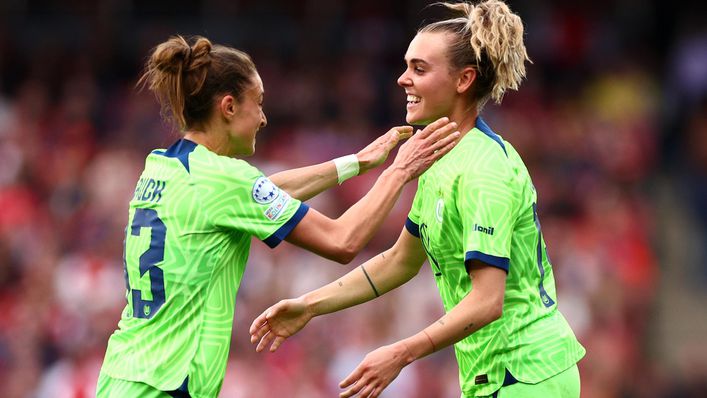 Jill Roord (right) helped Wolfsburg down her former club Arsenal