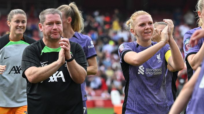 Matt Beard celebrates Liverpool's win over Arsenal