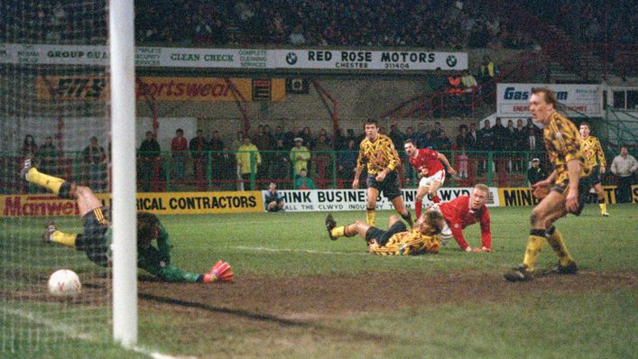 Wrexham's winning goal against Arsenal in 1992