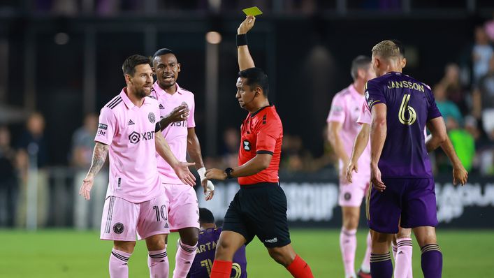 Lionel Messi was shown a yellow card against Orlando City