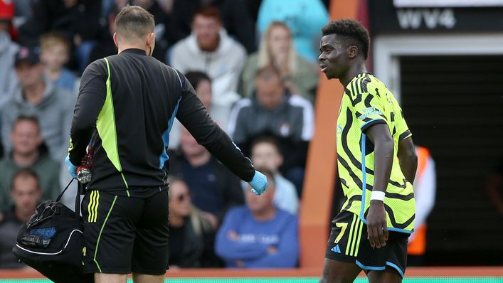 Bukayo Saka picked up a knock at Bournemouth last Saturday