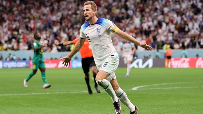 Harry Kane celebrates his first goal of the 2022 World Cup