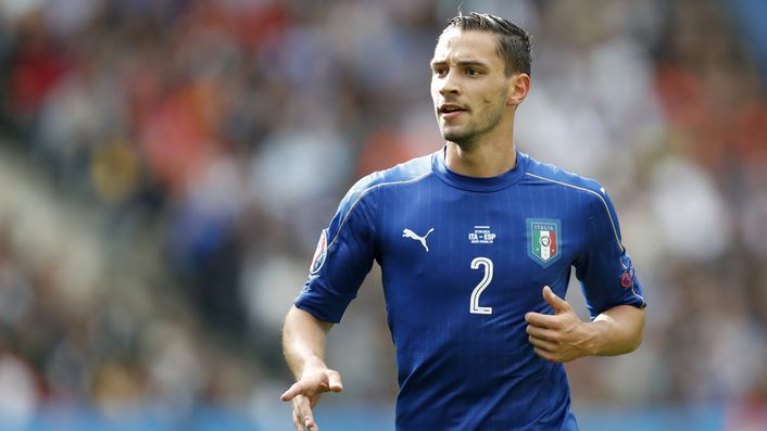 Wing-back Mattia de Sciglio in action for Italy against Spain at Euro 2016