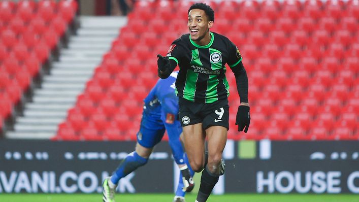 Brighton forward Joao Pedro showed his quality with two goals against Stoke