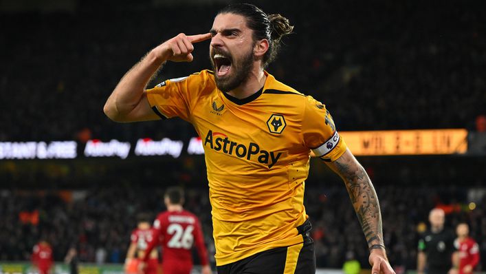 Ruben Neves scored Wolves' third goal against Liverpool