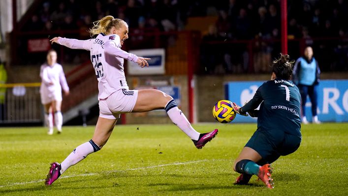 Stina Blackstenius was thwarted by Mackenzie Arnold during Arsenal's goalless draw with West Ham