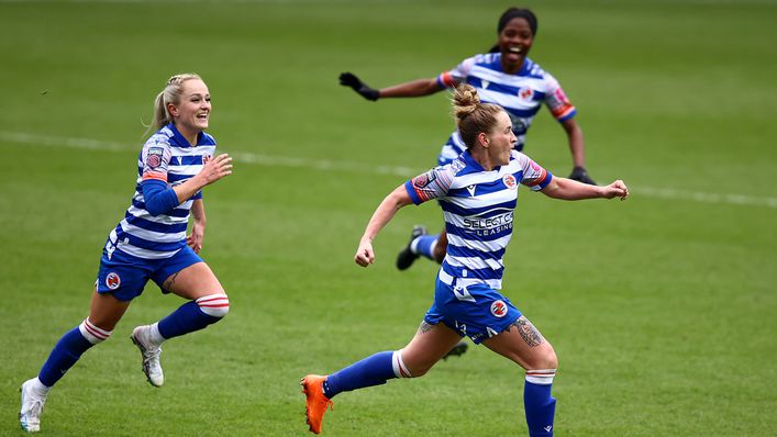 Rachel Rowe celebrates after scoring Reading's winner against West Ham