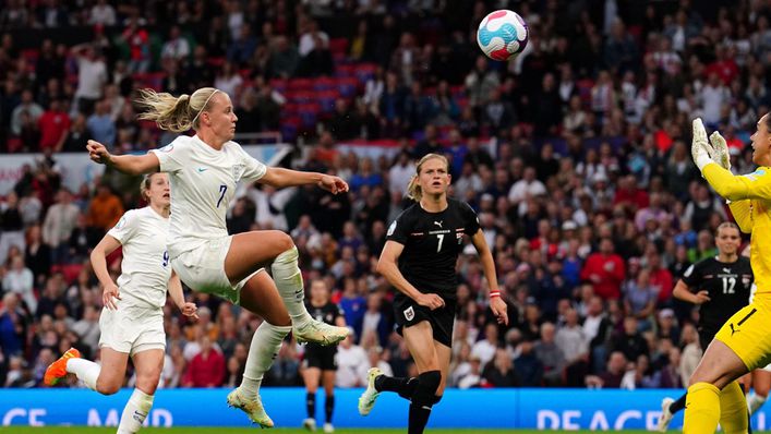 Beth Mead lifts the ball into the net to break the deadlock