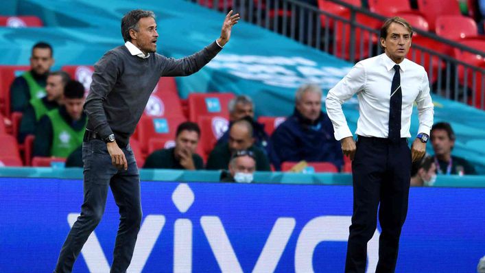 Luis Enrique (left) and Roberto Mancini (right) will do battle once again this evening in the Nations League