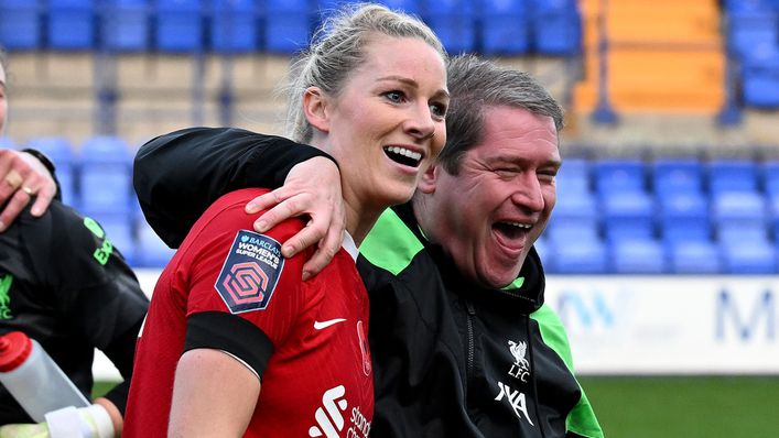 Gemma Bonner and boss Matt Beard enjoy Liverpool's victory