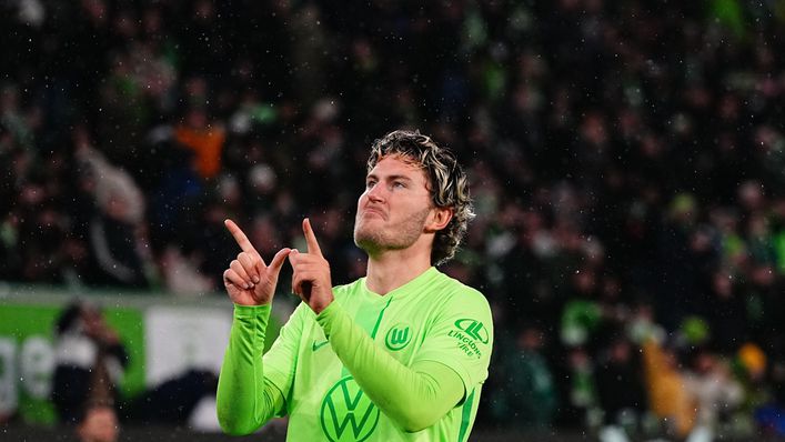 Wolfsburg's Jonas Wind takes on Bayer Leverkusen on Saturday