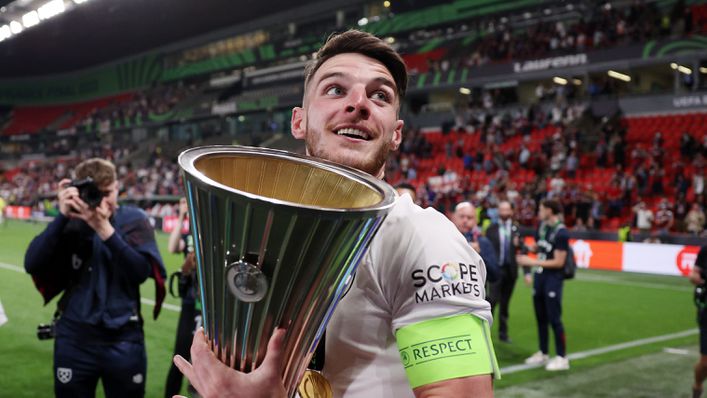 Declan Rice captained West Ham to their first major trophy since 1980
