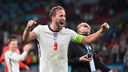 England captain and match-winner Harry Kane leads the celebrations at Wembley