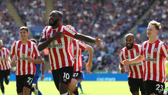 Josh Dasilva celebrates Brentford's late equaliser