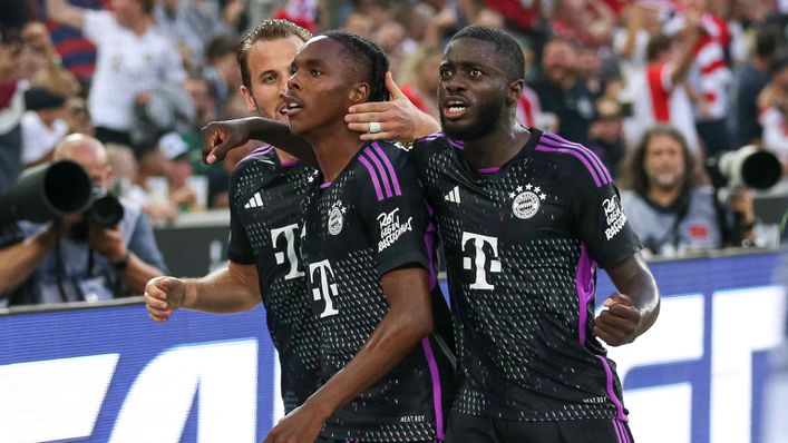 Mathys Tel celebrates his winner at Borussia Monchengladbach last Saturday
