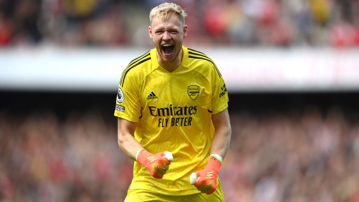 Arsenal keeper Aaron Ramsdale will hope to keep Liverpool at bay on Sunday