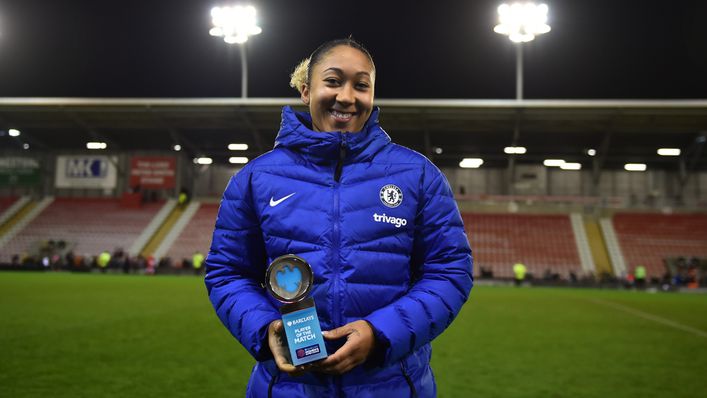 Chelsea forward Lauren James was named Player of the Match for her display against Manchester United