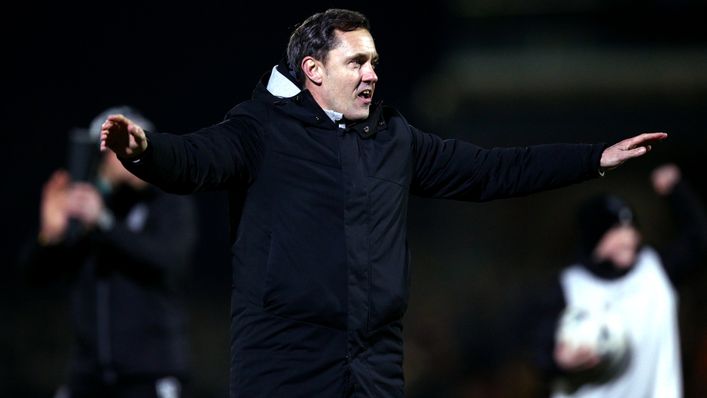 Paul Hurst celebrated with the Grimsby fans after last night's FA Cup win against Luton