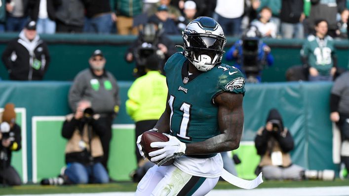 Philadelphia Eagles wide receiver A.J. Brown scored 11 touchdowns in the regular season