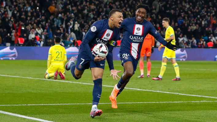 Kylian Mbappe celebrates his goal against Nantes