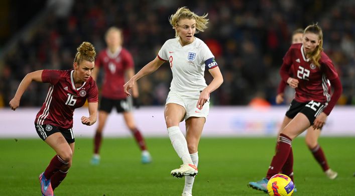 Captain Leah Williamson in action for England against Germany
