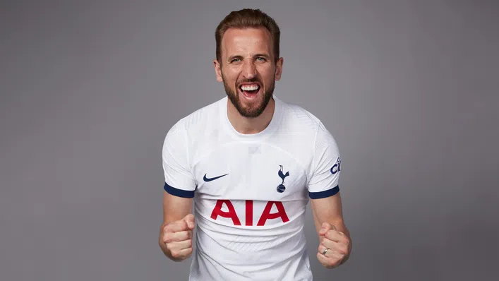 Harry Kane models Tottenham's new home kit (Credit: Tottenham Hotspur)