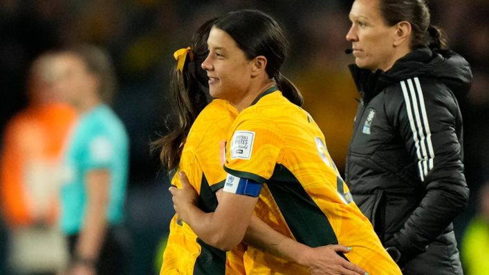 Sam Kerr made a late cameo against Denmark after recovering from a calf injury.