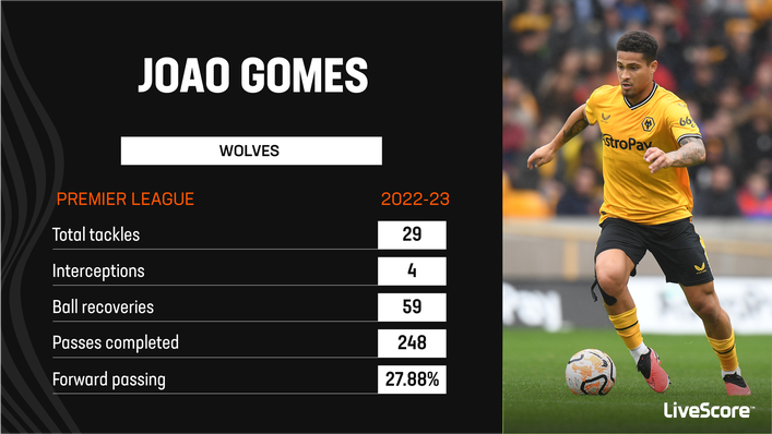 Joao Gomes impressed for Wolves last season