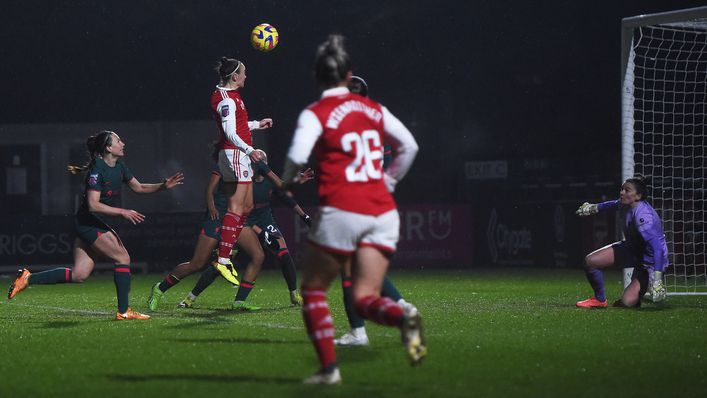 Caitlin Foord headed home Arsenal's second in their 2-0 win over Liverpool