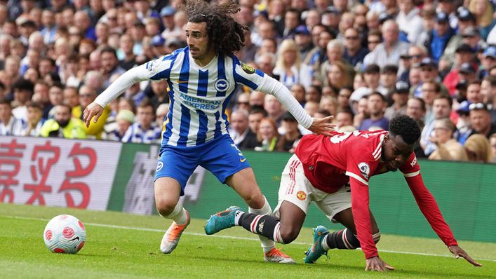 Marc Cucurella scored his first Brighton goal against Manchester United on Saturday