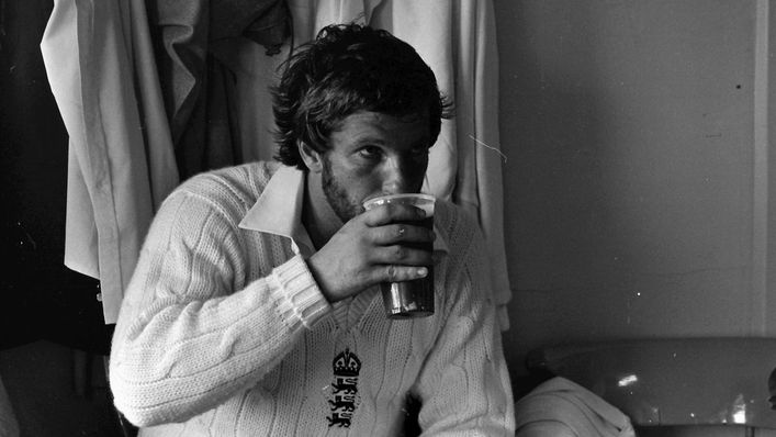 Ian Botham sips a beer after his unbeaten 149 gave England the chance of a famous win