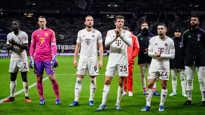 Bayern Munich players applauded their travelling fans after a heavy defeat at Eintracht Frankfurt