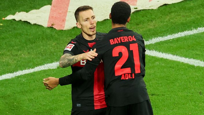 Alejandro Grimaldo helped secure a priceless victory for Bayer Leverkusen