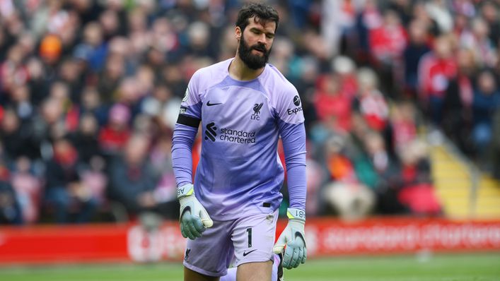 Alisson is still on the sidelines for Liverpool