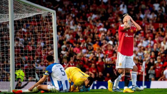 Lisandro Martinez cannot hide his frustration as Manchester United lose to Brighton