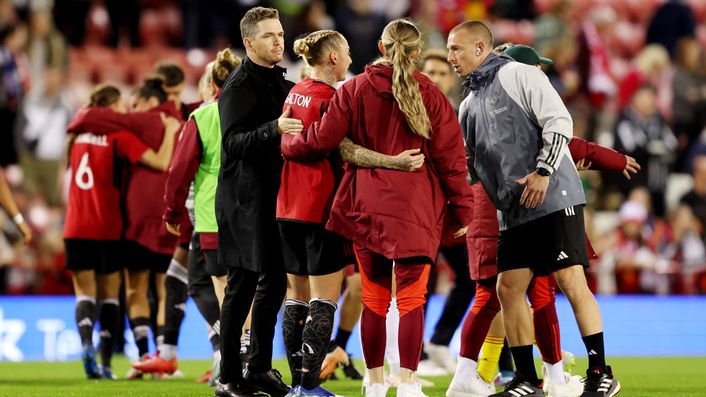 Manchester United boss Marc Skinner congratulated his players after the match