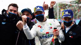 Stoffel Vandoorne celebrates his win in race two of the 2021 Rome E-Prix. (Pic: Formula E)