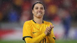 Australia captain Sam Kerr celebrates breaking England's unbeaten run