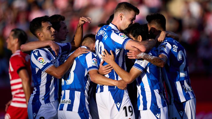 Alexander Sorloth celebrates finding the net in Real Sociedad's previous meeting with Girona