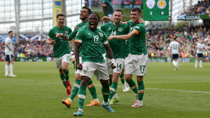 Michael Obafemi celebrates after his spectacular goal in the second half