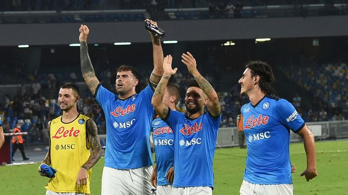 Napoli players celebrate as they continue their winning run to start the season