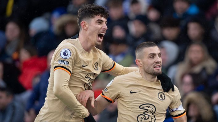 Kai Havertz celebrates with fellow goalscorer Mateo Kovacic