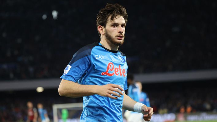 Khvicha Kvaratskhelia scored the first of Napoli’s five goals in their last clash with Verona