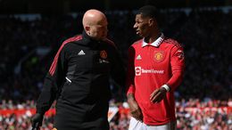 Marcus Rashford limped off with what appeared to be a groin injury against Everton
