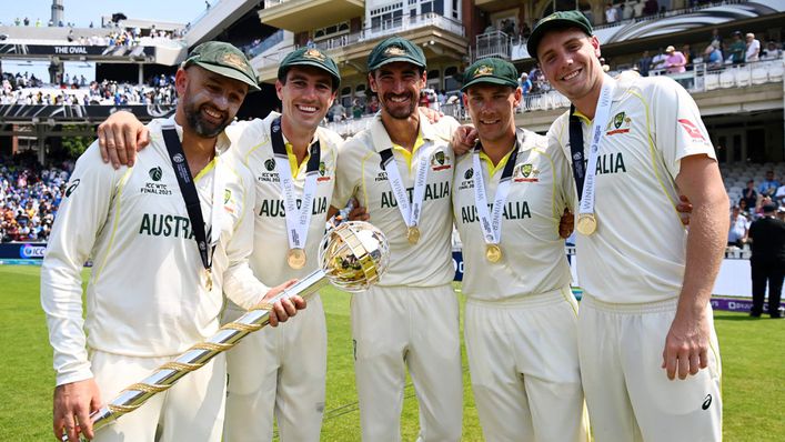 Scott Boland (second from right) is now a key part of Australia's Test team