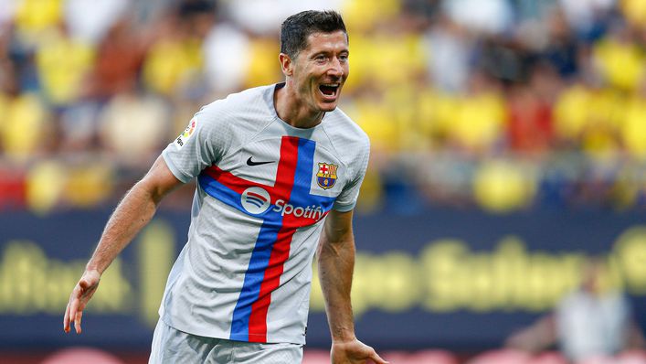 Robert Lewandowski scored a hat-trick on his Champions League debut for Barcelona