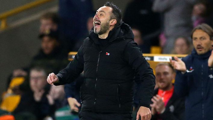 Roberto De Zerbi is looking to steer Brighton to a third successive Premier League win