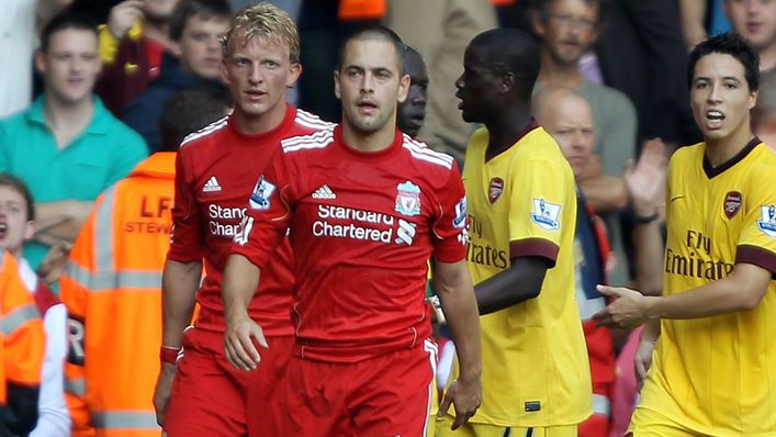 Joe Cole was one of two debutants sent off when Liverpool met Arsenal in 2010